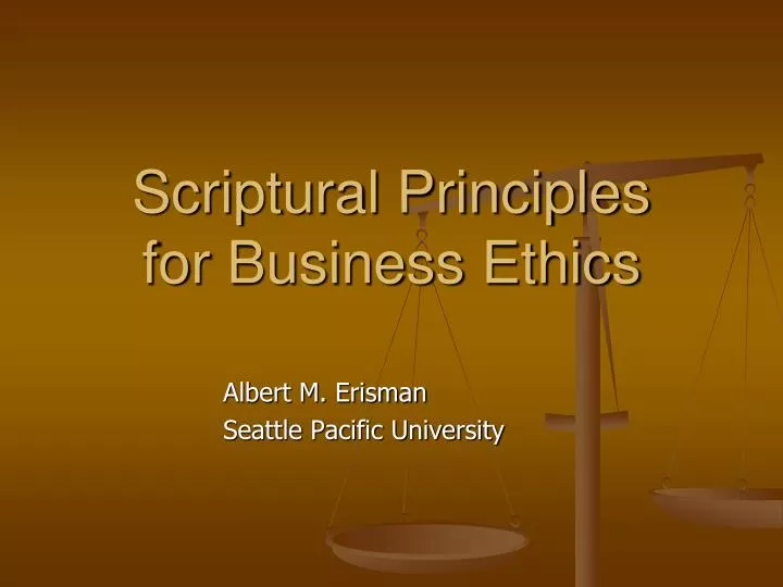 scriptural principles for business ethics
