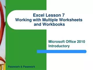 Excel Lesson 7 Working with Multiple Worksheets and Workbooks