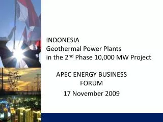 INDONESIA Geothermal Power Plants in the 2 nd Phase 10,000 MW Project