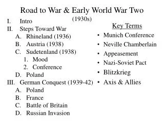 Road to War &amp; Early World War Two (1930s)