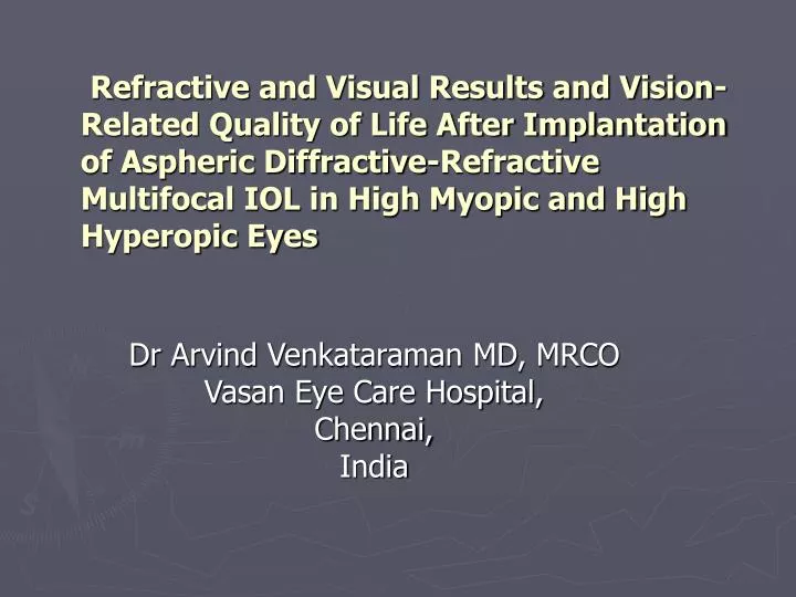 dr arvind venkataraman md mrco vasan eye care hospital chennai india