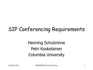 SIP Conferencing Requirements