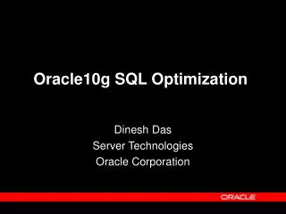 Oracle10g SQL Optimization