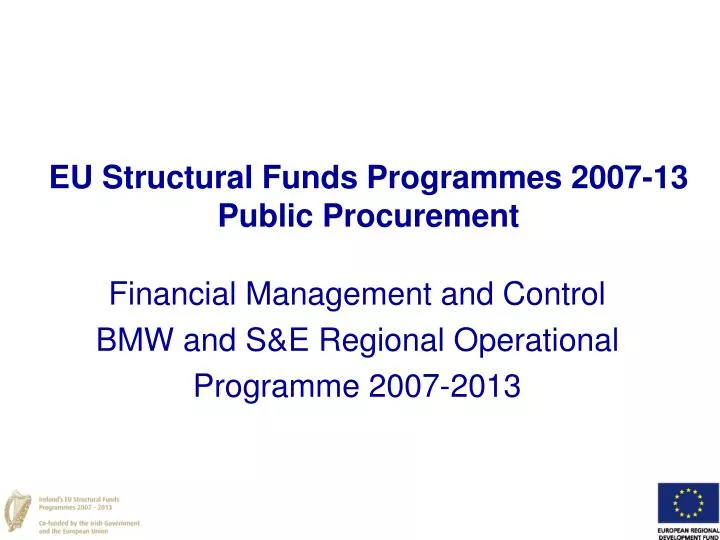 eu structural funds programmes 2007 13 public procurement