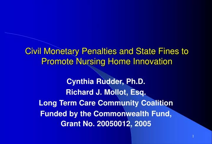 civil monetary penalties and state fines to promote nursing home innovation