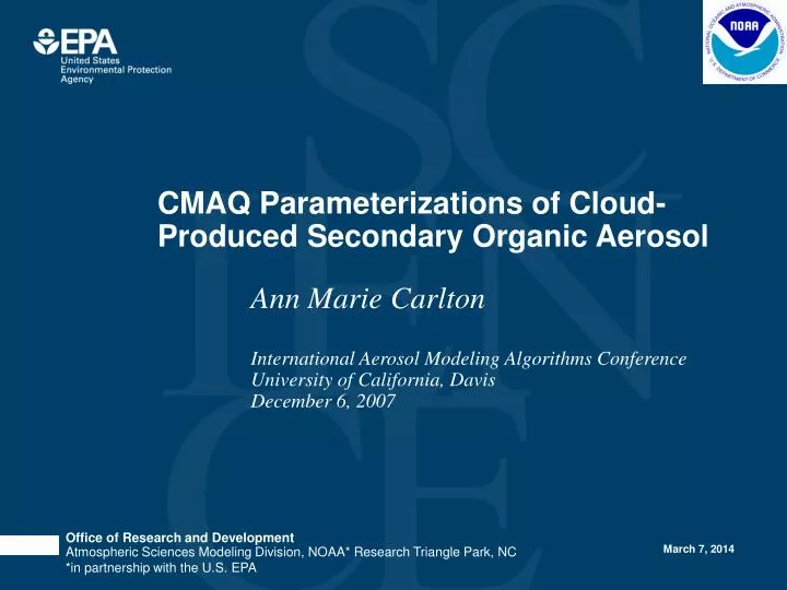 cmaq parameterizations of cloud produced secondary organic aerosol