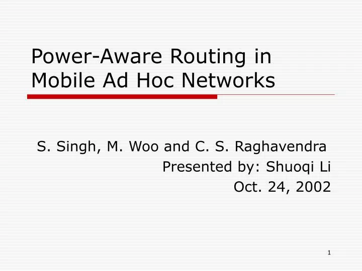 power aware routing in mobile ad hoc networks