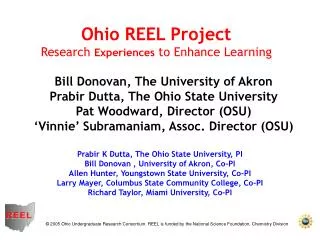 Prabir K Dutta, The Ohio State University, PI Bill Donovan , University of Akron, Co-PI Allen Hunter, Youngstown State U