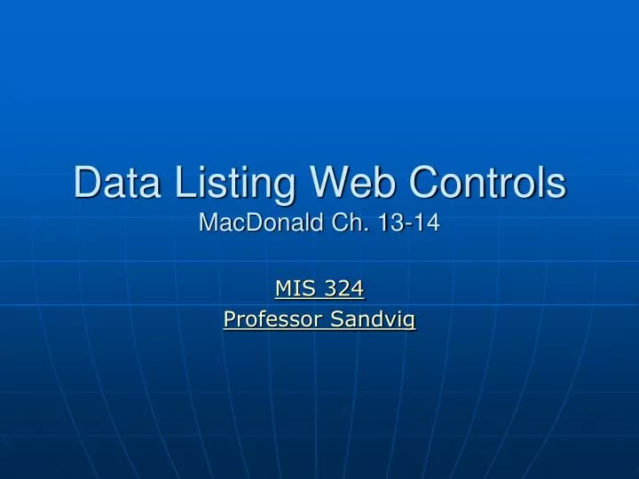 data listing web controls macdonald ch 13 14