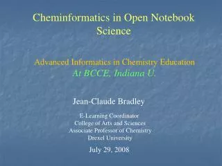 Cheminformatics in Open Notebook Science