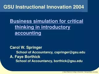 GSU Instructional Innovation 2004