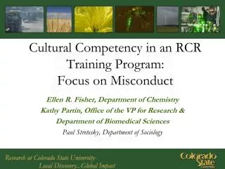Cultural Competency in an RCR Training Program: Focus on Misconduct