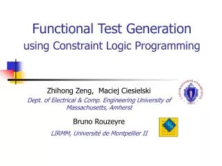 Functional Test Generation using Constraint Logic Programming