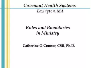 Roles and Boundaries in Ministry