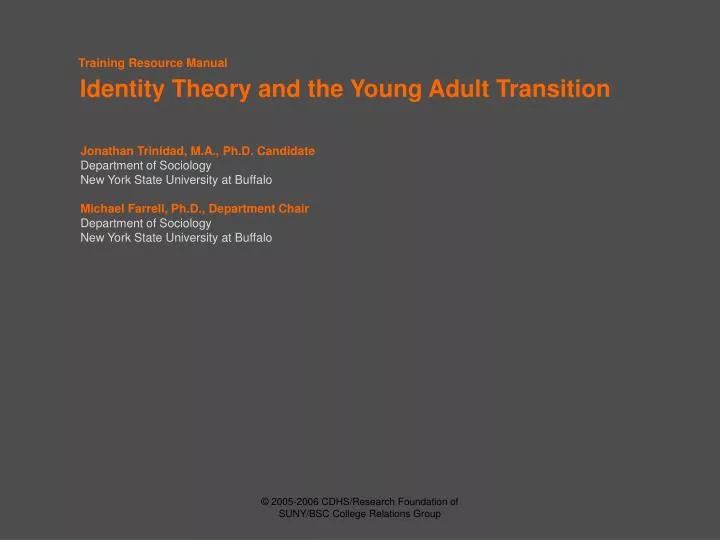 identity theory and the young adult transition