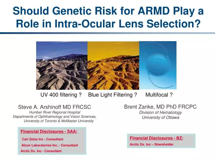 should genetic risk for armd play a role in intra ocular lens selection