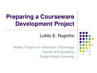 Preparing a Courseware Development Project