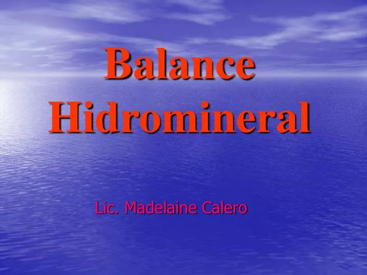 balance hidromineral