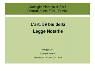 Consiglio Notarile di Forlì Distretti riuniti Forlì - Rimini