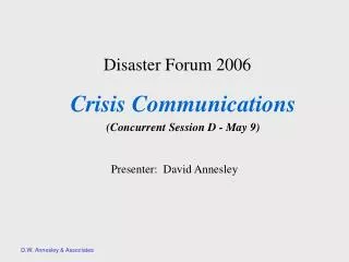 Disaster Forum 2006