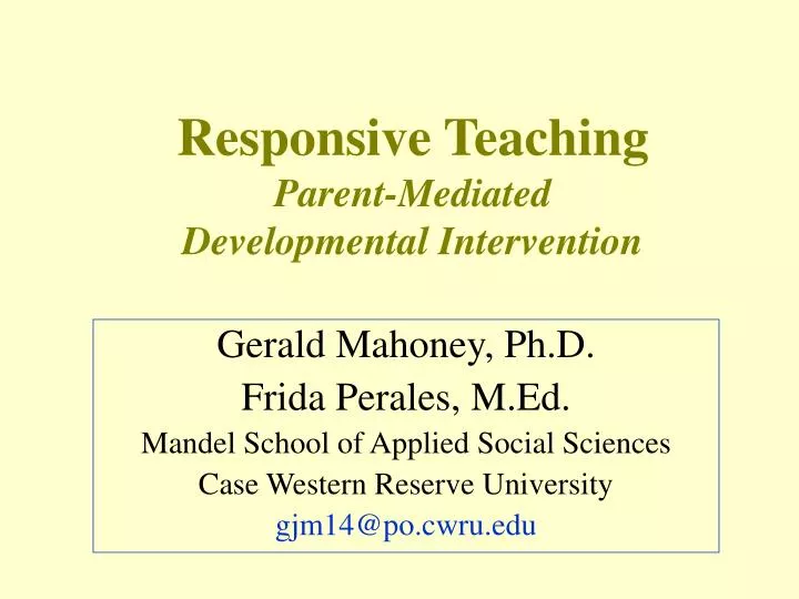 responsive teaching parent mediated developmental intervention