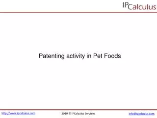 IPCalculus - Pet Foods Patenting Activity