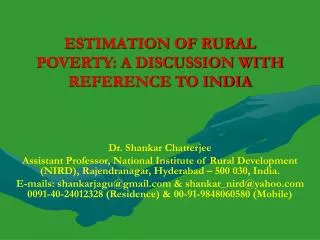 ESTIMATION OF RURAL POVERTY: A DISCUSSION WITH REFERENCE TO INDIA