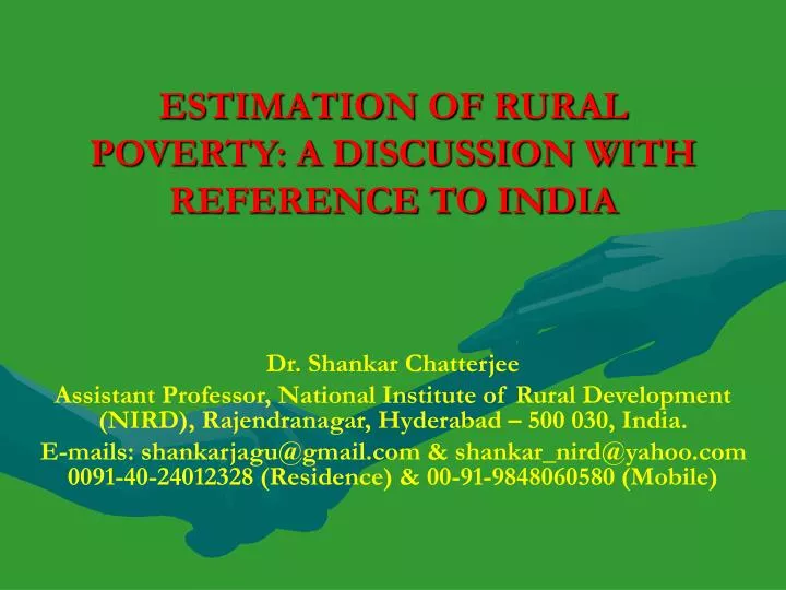 estimation of rural poverty a discussion with reference to india