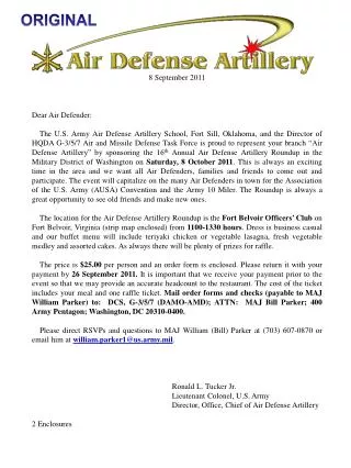 8 September 2011 Dear Air Defender:
