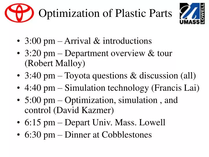optimization of plastic parts