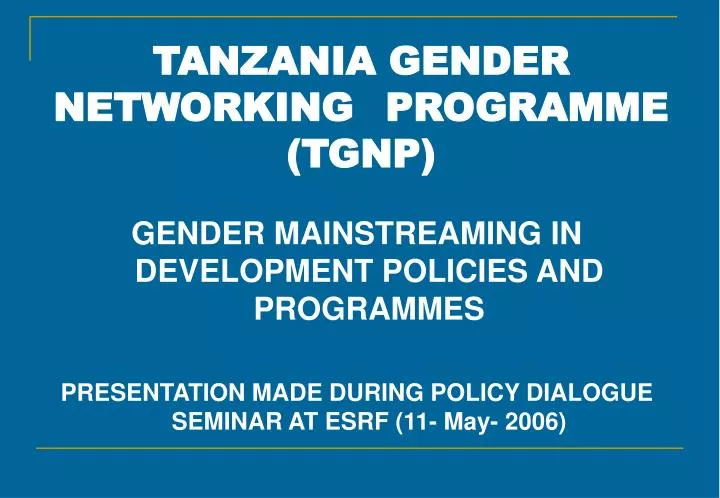 tanzania gender networking programme tgnp