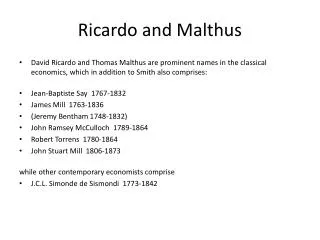 Ricardo and Malthus