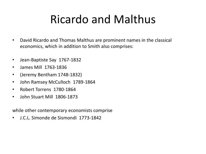 ricardo and malthus