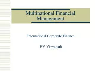 Multinational Financial Management