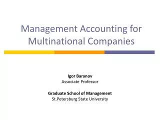 Management Accounting for Multinational Companies