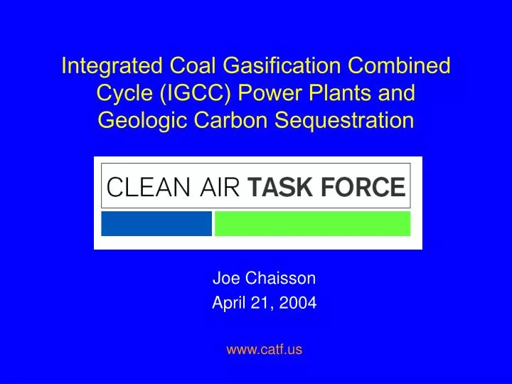 integrated coal gasification combined cycle igcc power plants and geologic carbon sequestration