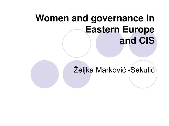 women and governance in eastern europe and cis