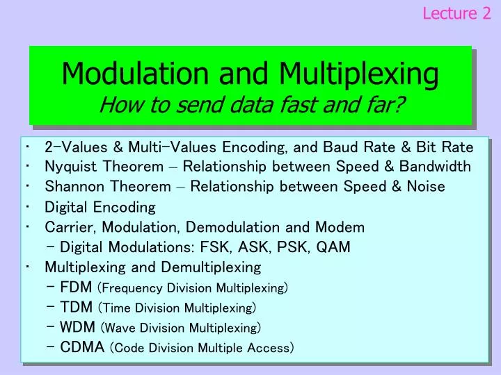 modulation and multiplexing how to send data fast and far