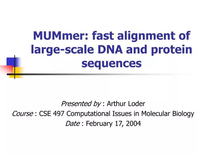 mummer fast alignment of large scale dna and protein sequences