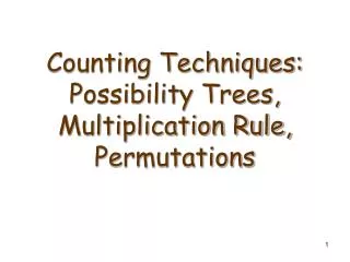 Counting Techniques: Possibility Trees, Multiplication Rule, Permutations