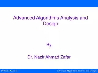Advanced Algorithms Analysis and Design