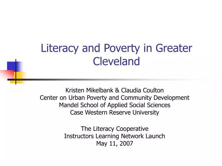 literacy and poverty in greater cleveland