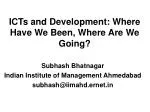 ICTs and Development: Where Have We Been, Where Are We Going? - slide 1