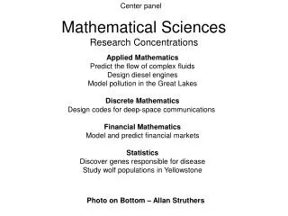Mathematical Sciences Research Concentrations