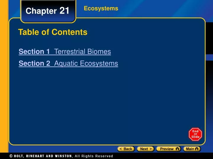 table of contents