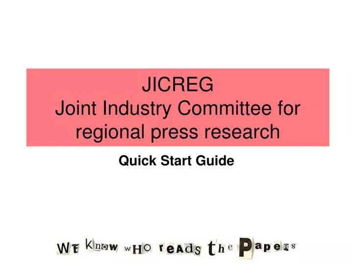 jicreg joint industry committee for regional press research