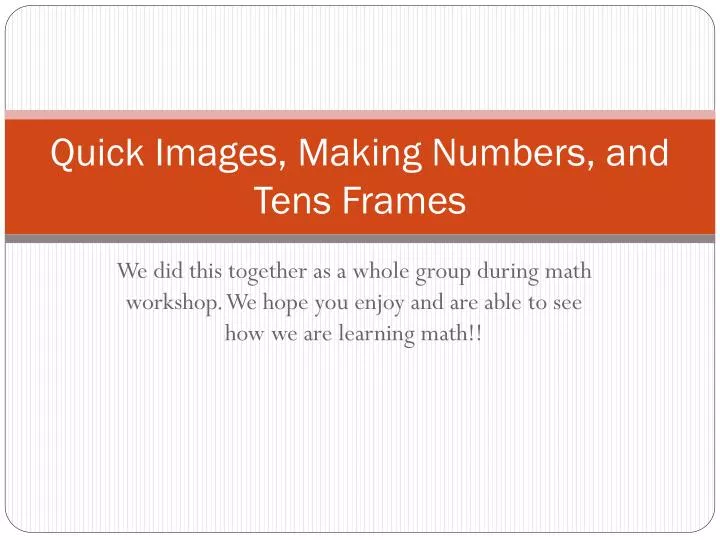 quick images making numbers and tens frames