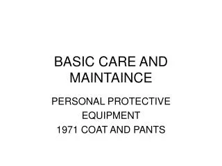 BASIC CARE AND MAINTAINCE