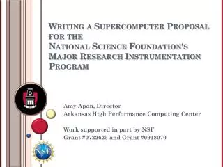 Writing a Supercomputer Proposal for the National Science Foundation's Major Research Instrumentation Program