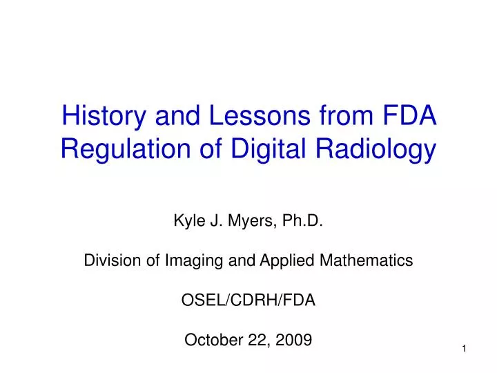 history and lessons from fda regulation of digital radiology